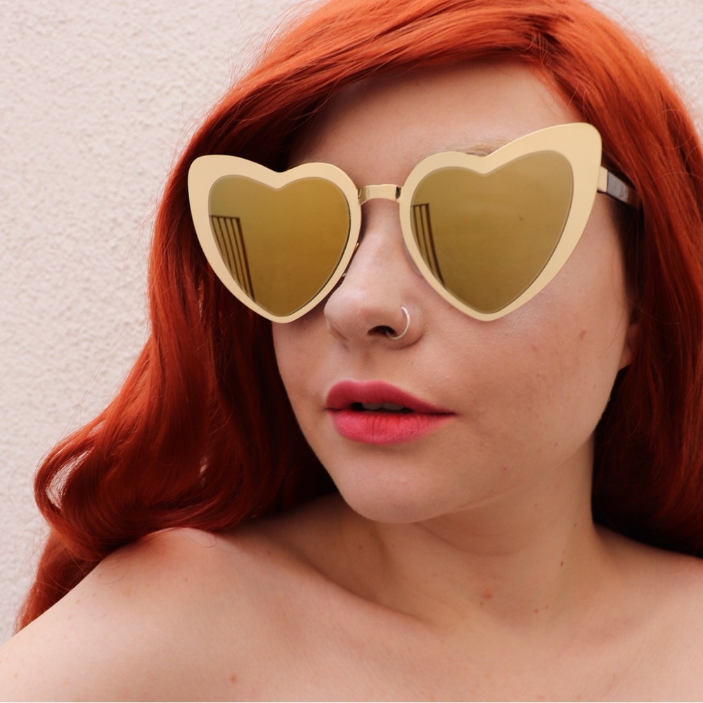 Gold Metal Heart shaped Sunglasses